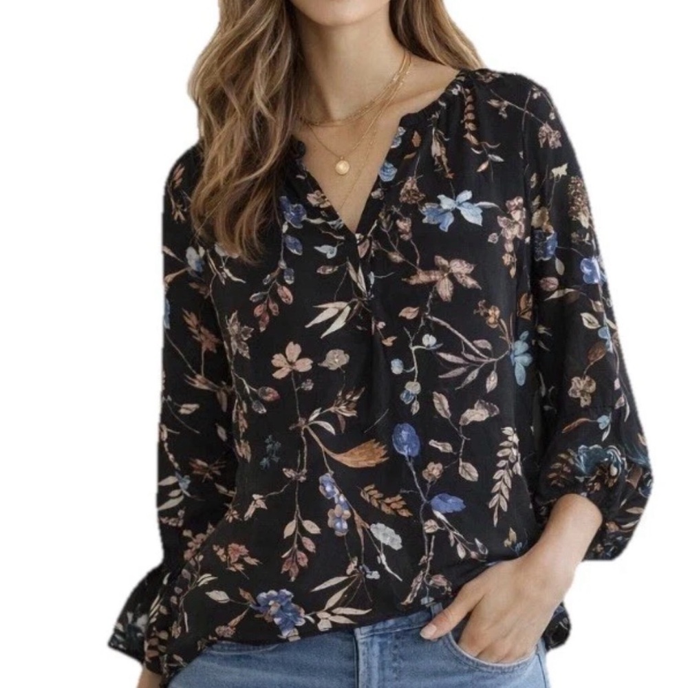 Sienna Sky Small Dark Floral Cottagecore Blouse